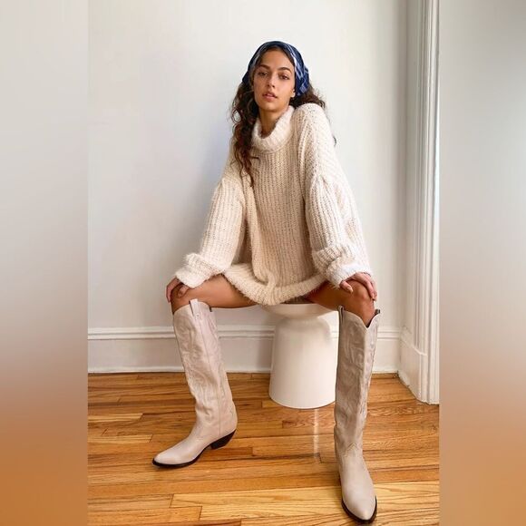 NEW FREE PEOPLE X JEFFREY CAMPBELL FINN TALL WESTERN BOOTS GREY - Picture 3 of 6